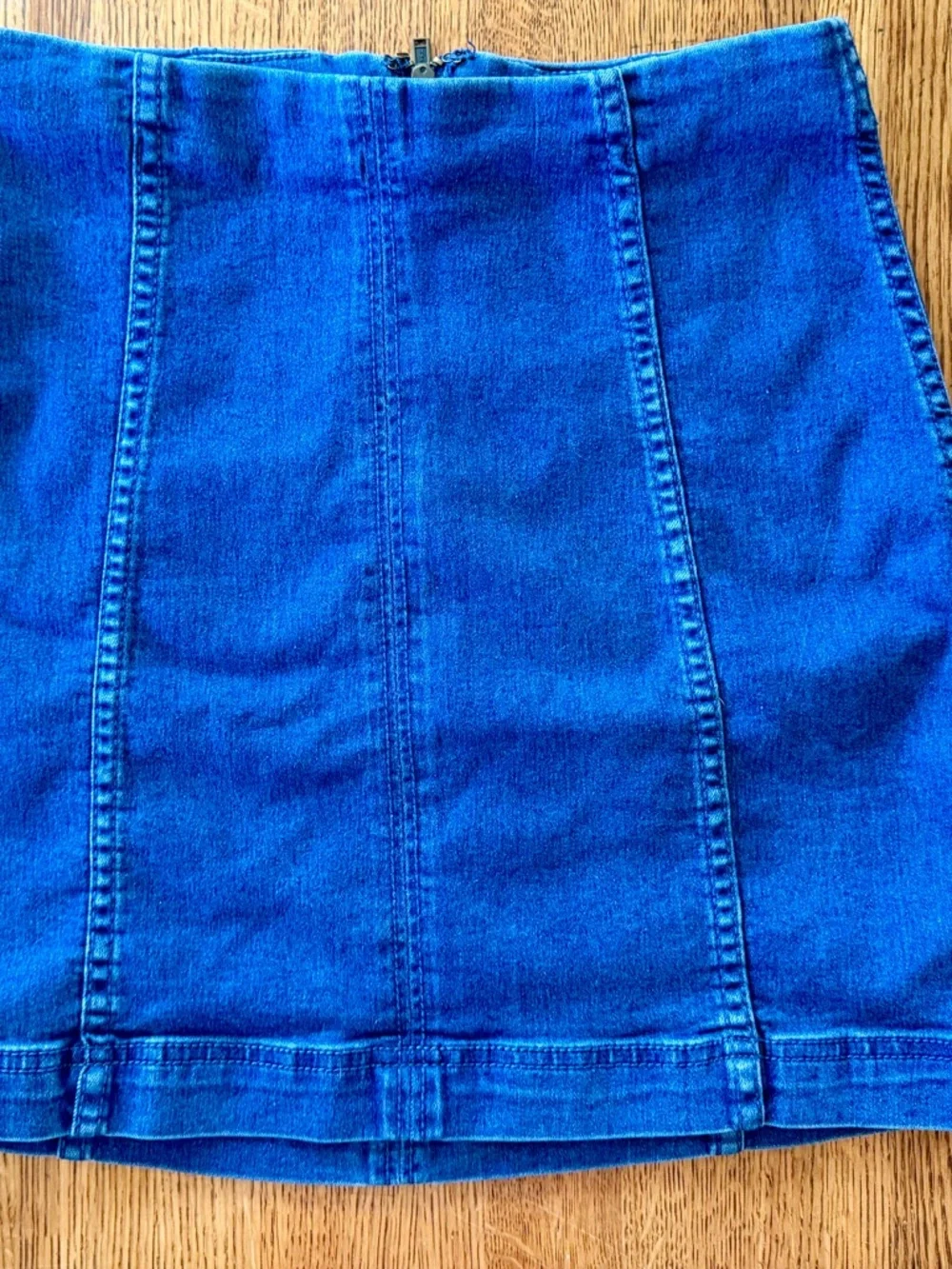 Free People Denim Mini Skirt Blue High Rise Panel Detail Size 6 EUC